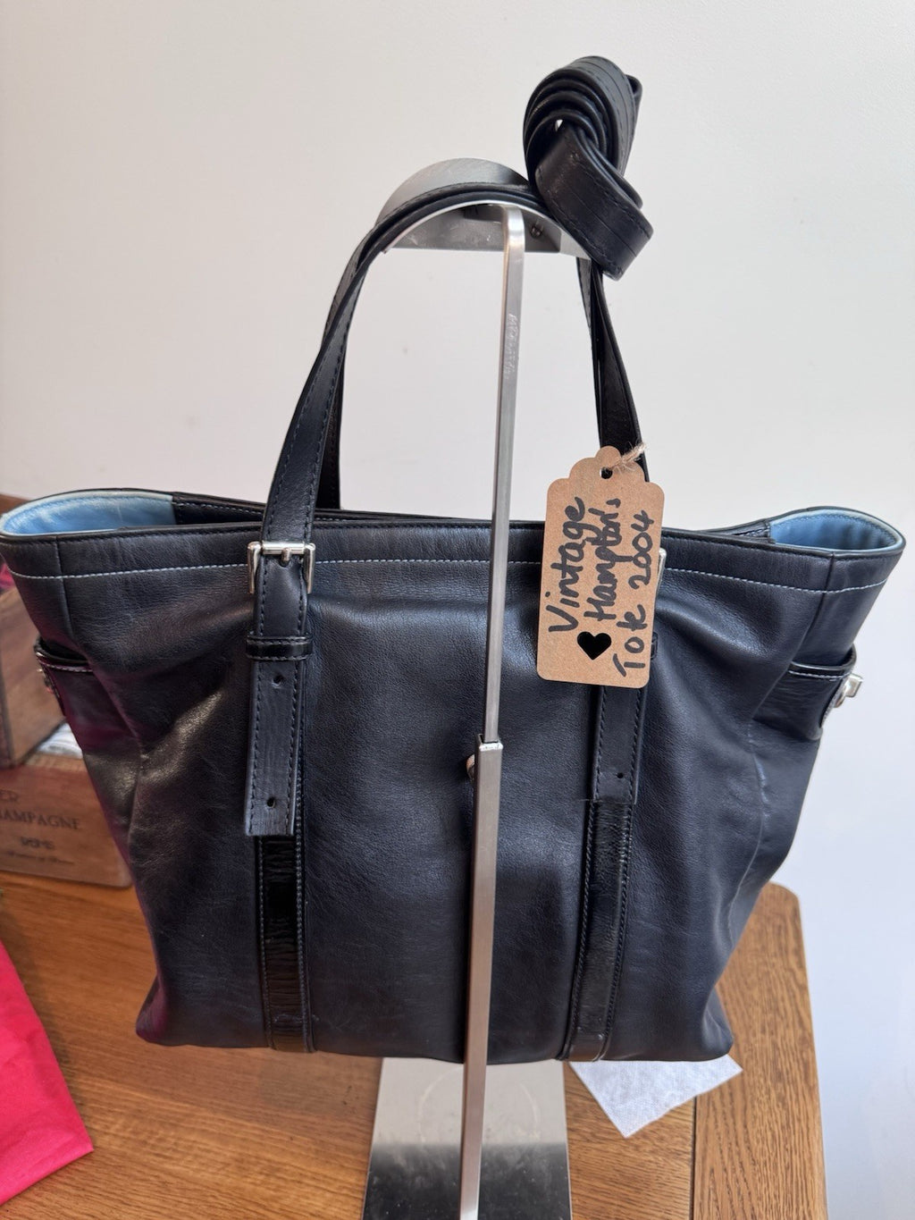 Genuine Vintage Coach Hampton Handbag Black Leather Shoulder Bag