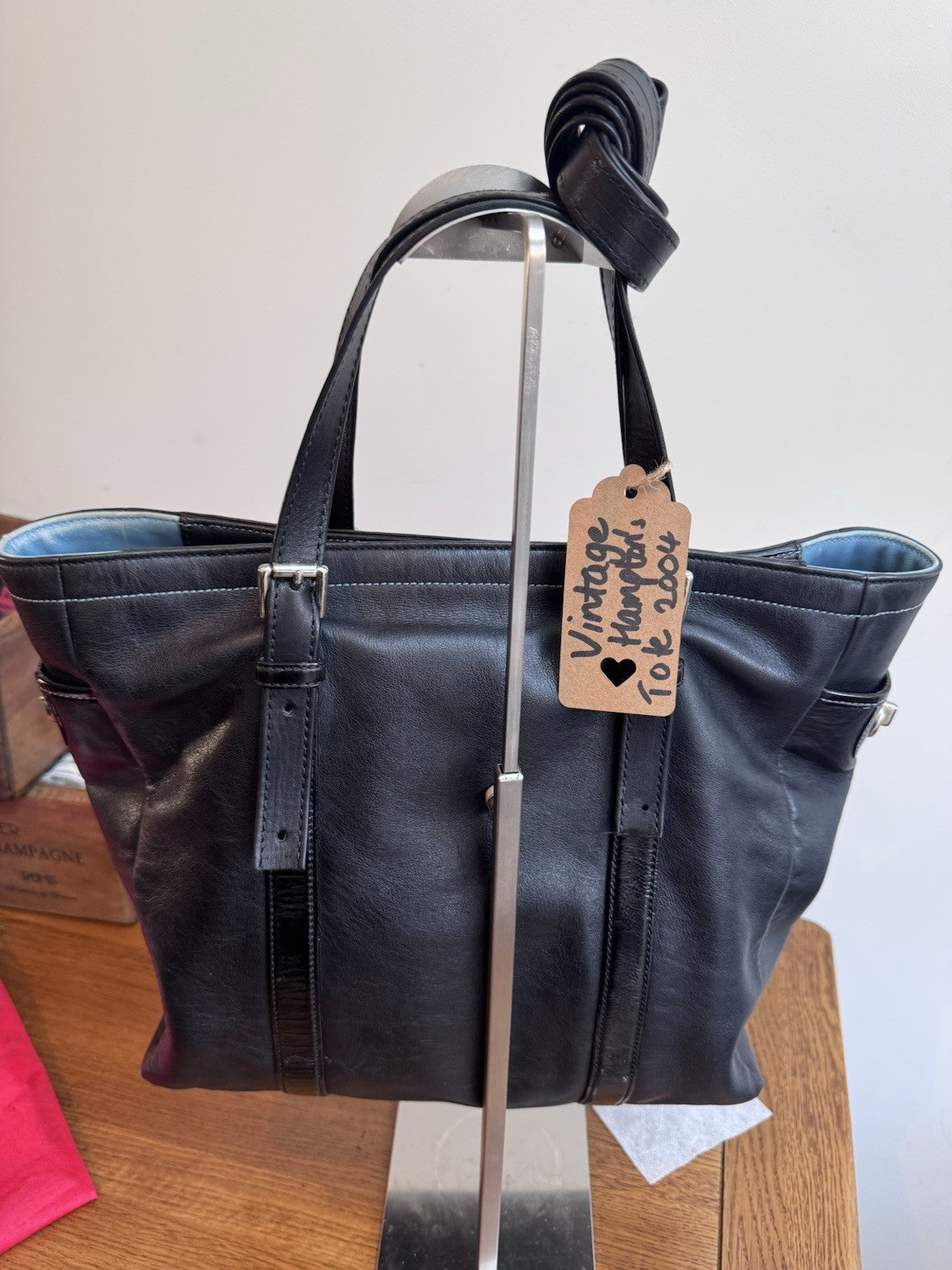 Genuine Vintage Coach Hampton Handbag Black Leather Shoulder Bag
