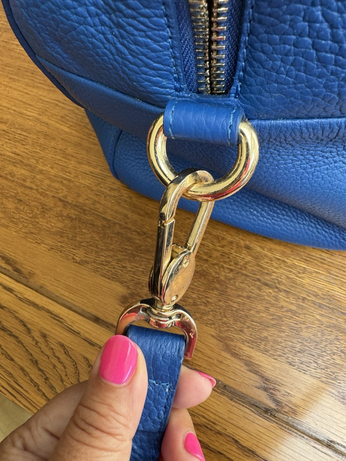 Versace vintage Collection Hand Bag Tote Bag 2way Leather Blue Authentic