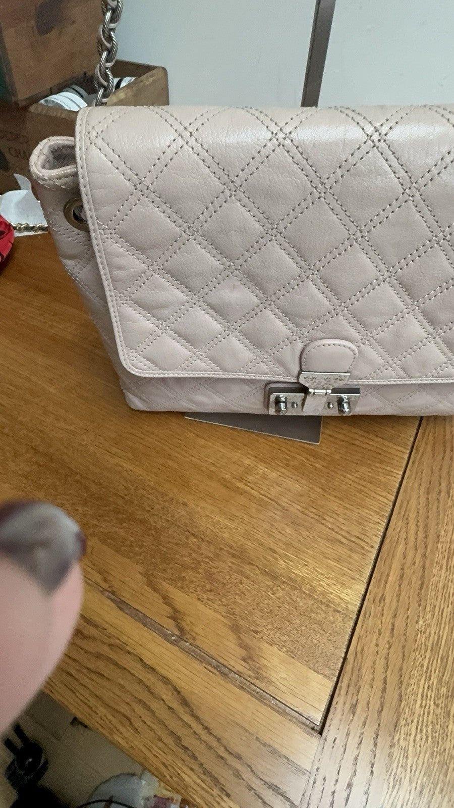 Genuine Marc Jacob’s Quilted Off Pink Leather Shoulder Bag Excellent Condition