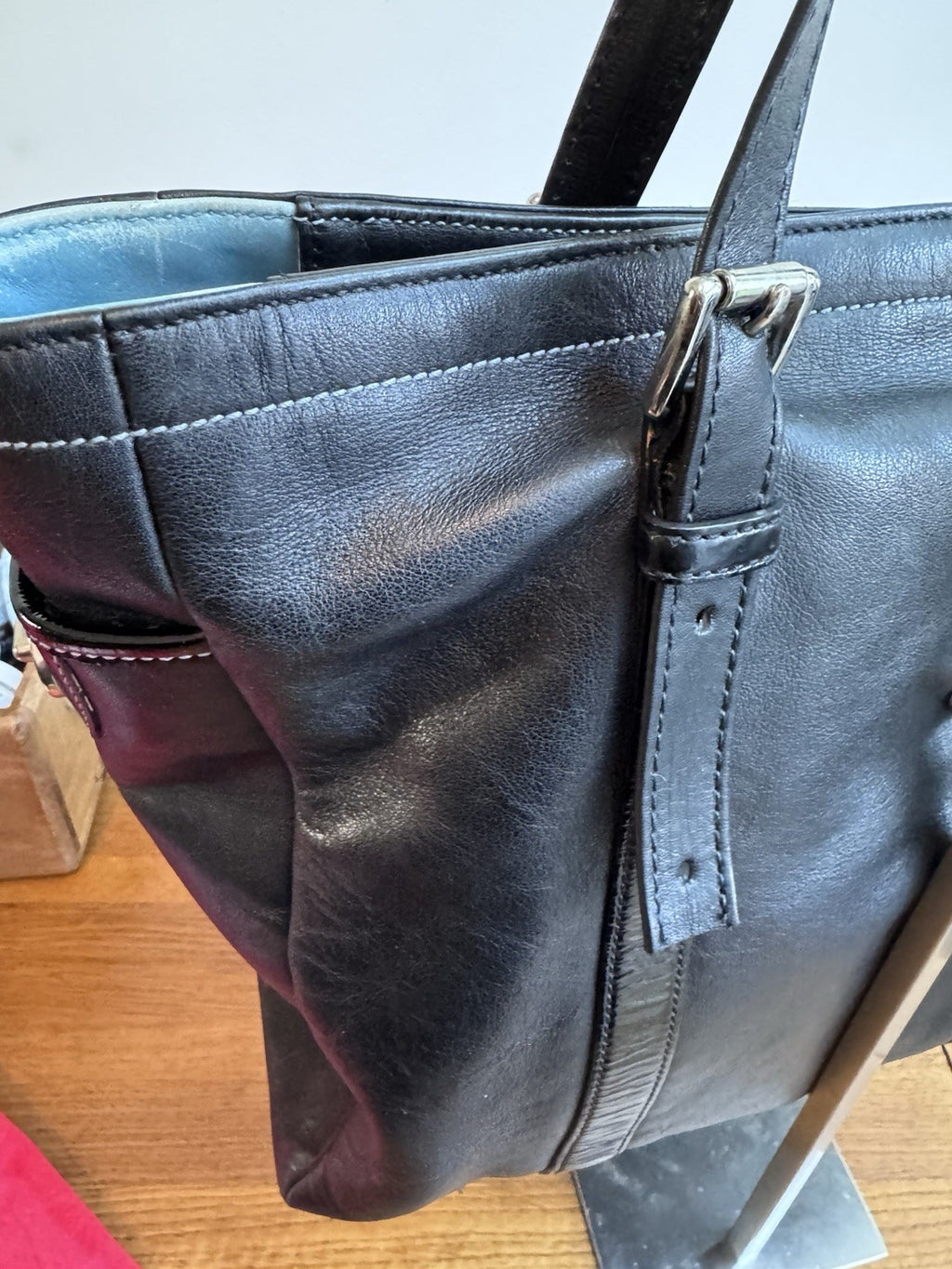 Genuine Vintage Coach Hampton Handbag Black Leather Shoulder Bag