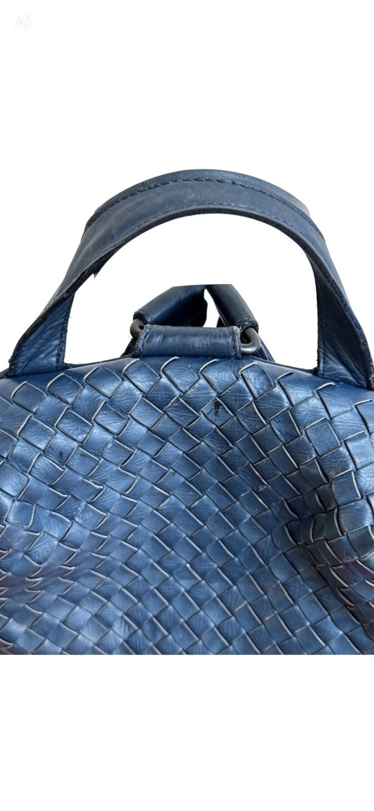 VGC Bottega Veneta Leather and Canvas Blue Backpack Bag