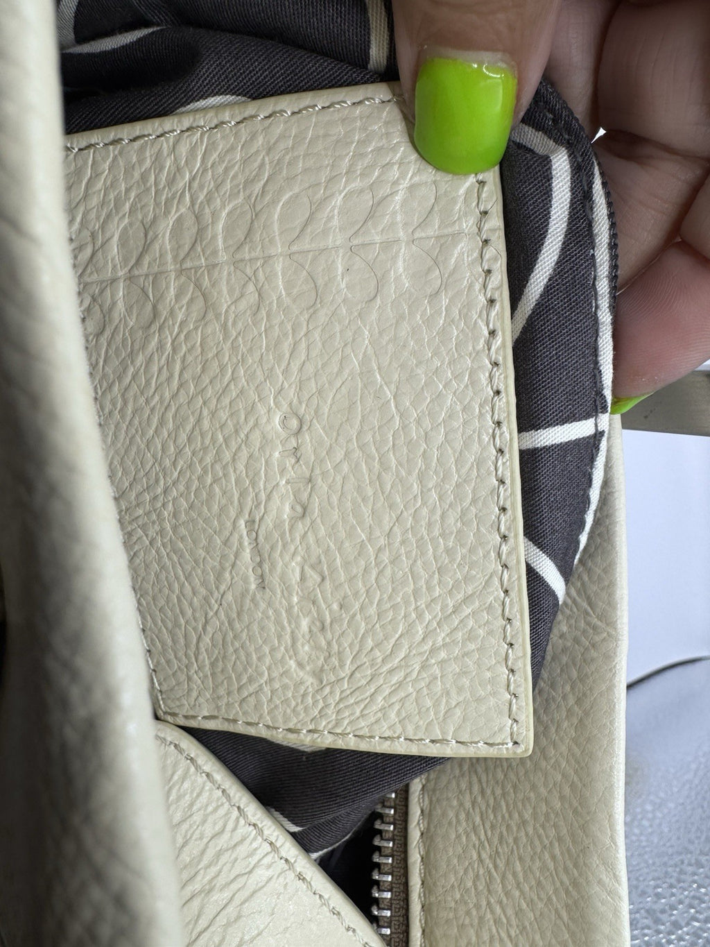 Orla Kiely Cream Leather Shoulder Crossbody Bag with Punched Out Stem Design
