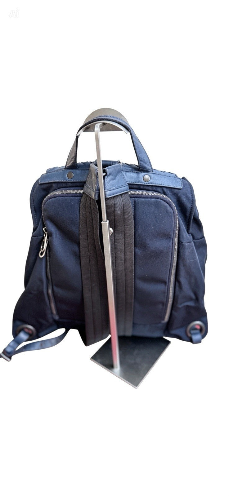 VGC Bottega Veneta Leather and Canvas Blue Backpack Bag