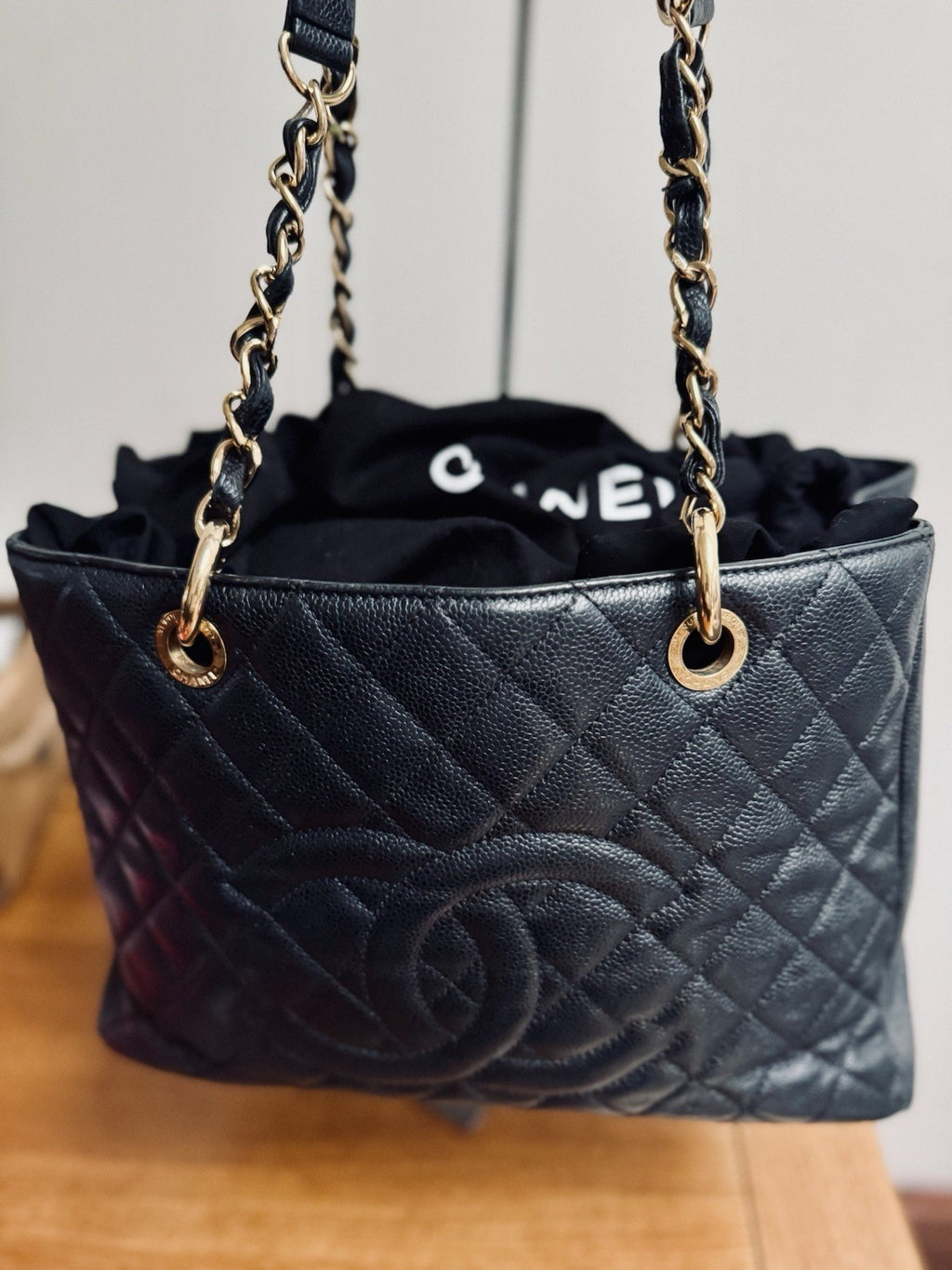 Chanel GST Shopper Tote Bag Black Caviar Leather handbag shoulder bag & dustbag