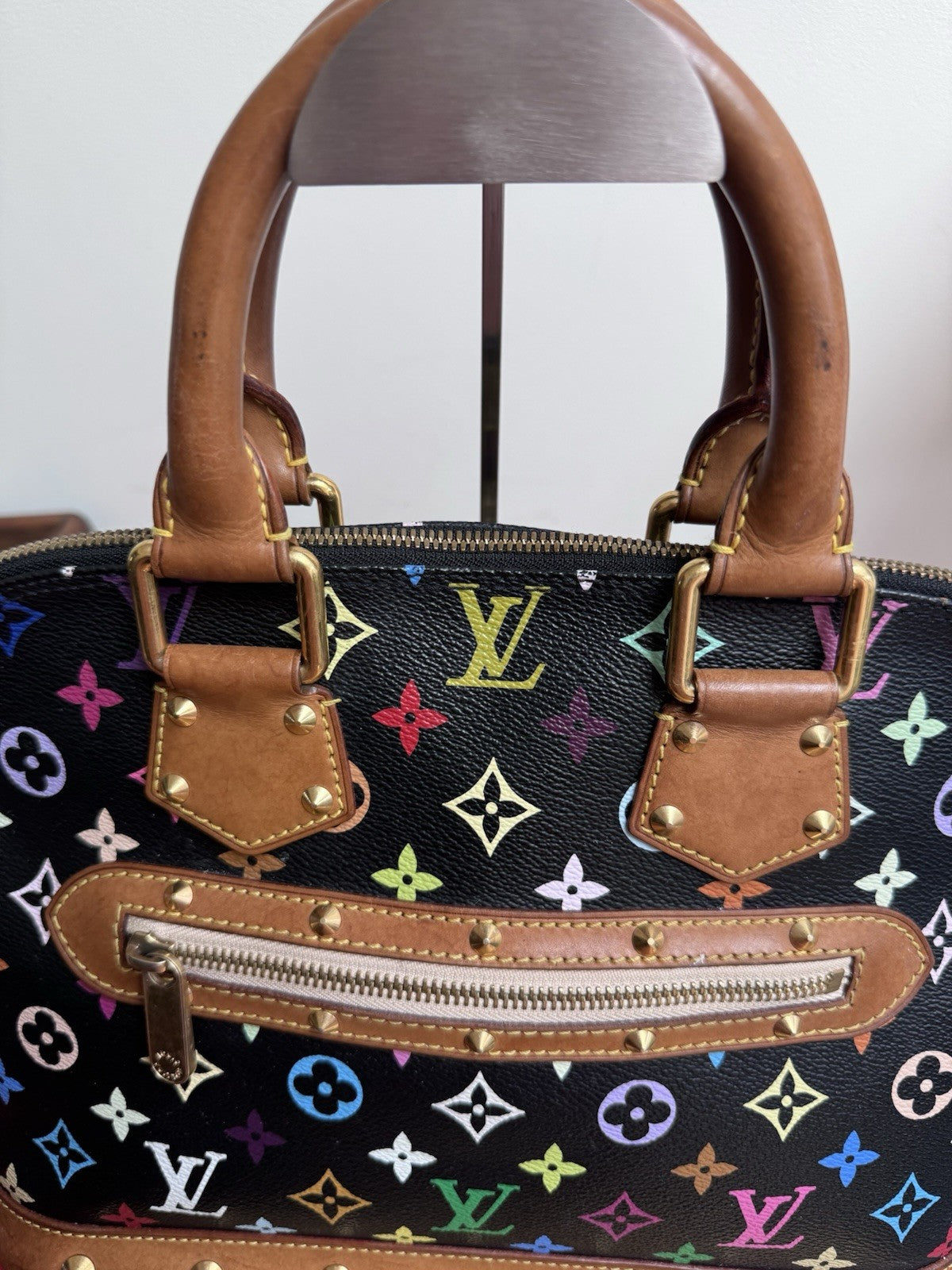 Louis Vuitton x Takashi Murakami Multicolor Alma PM Noir Limited Edition Bag