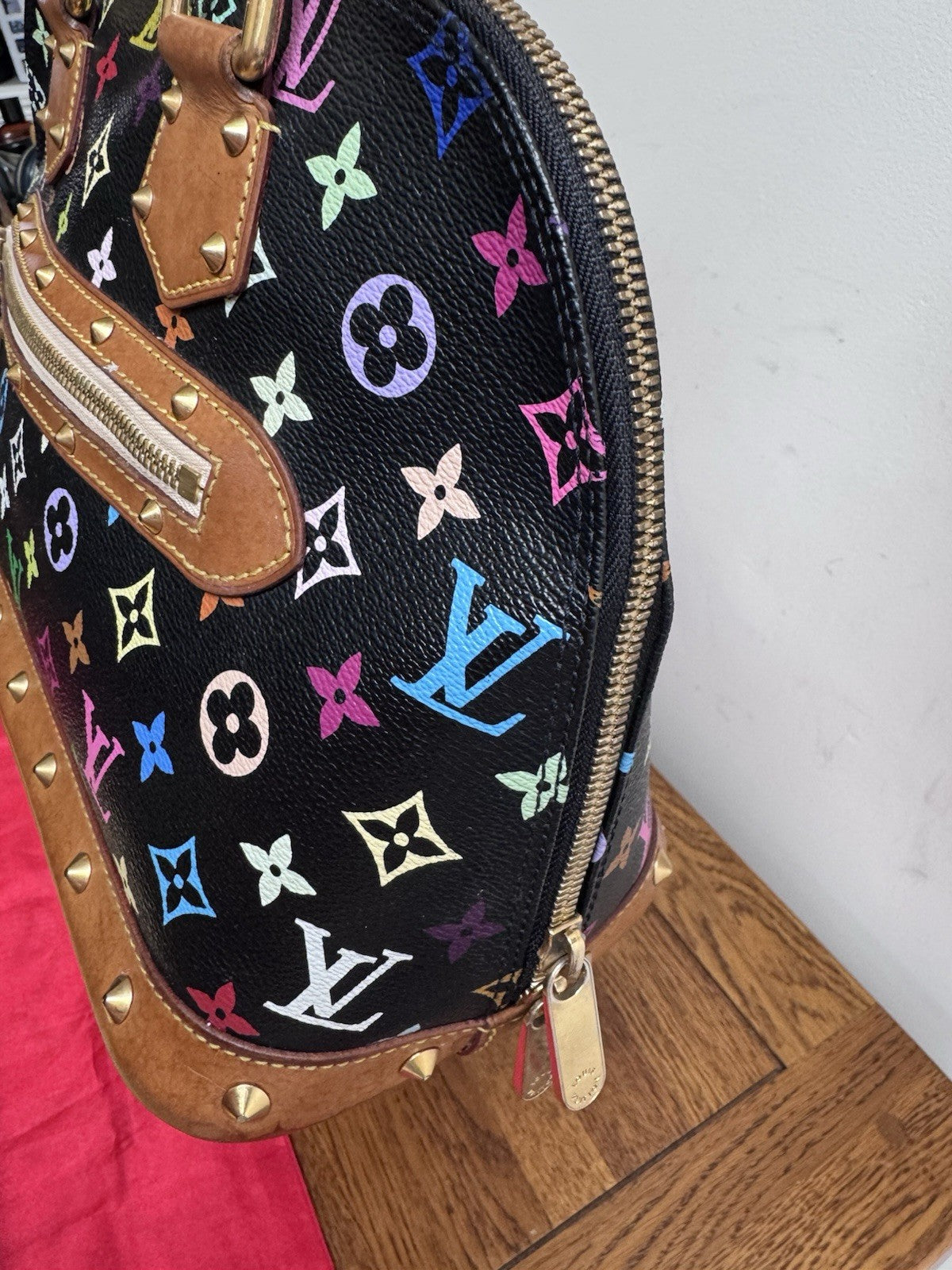 Louis Vuitton x Takashi Murakami Multicolor Alma PM Noir Limited Edition Bag