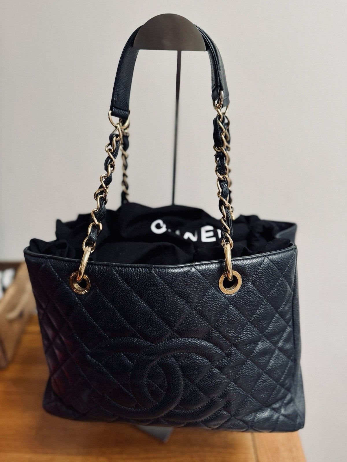 Chanel GST Shopper Tote Bag Black Caviar Leather handbag shoulder bag & dustbag