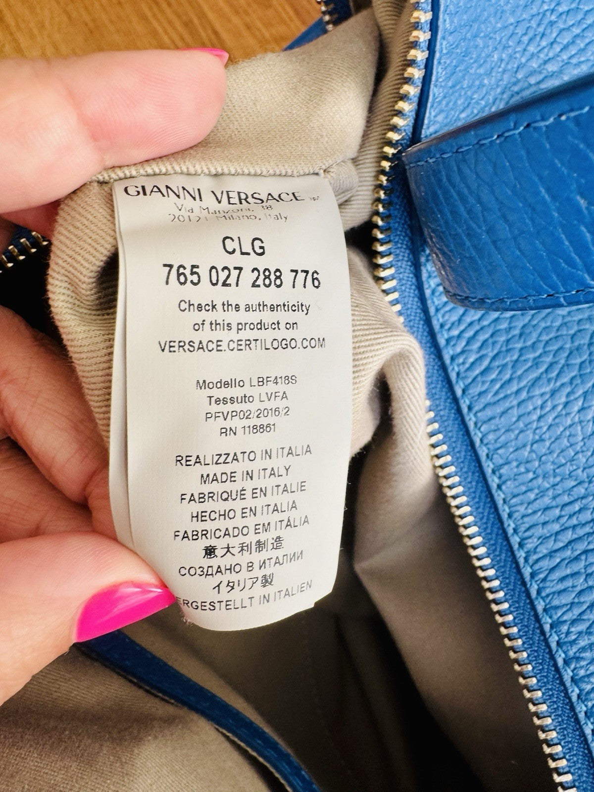 Versace vintage Collection Hand Bag Tote Bag 2way Leather Blue Authentic