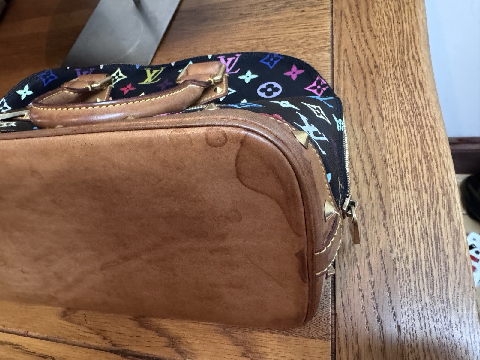 Louis Vuitton x Takashi Murakami Multicolor Alma PM Noir Limited Edition Bag