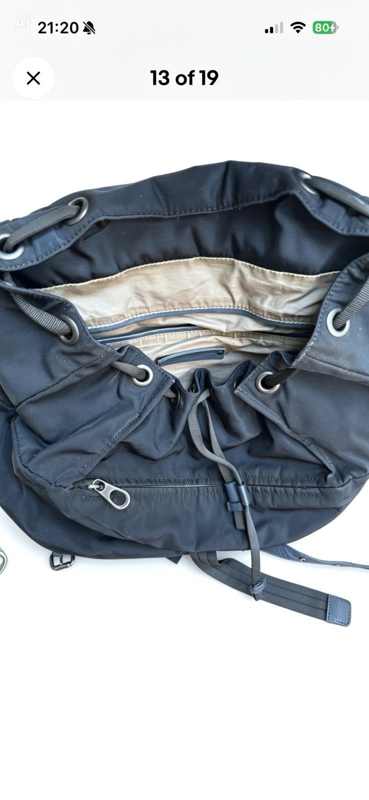 VGC Bottega Veneta Leather and Canvas Blue Backpack Bag