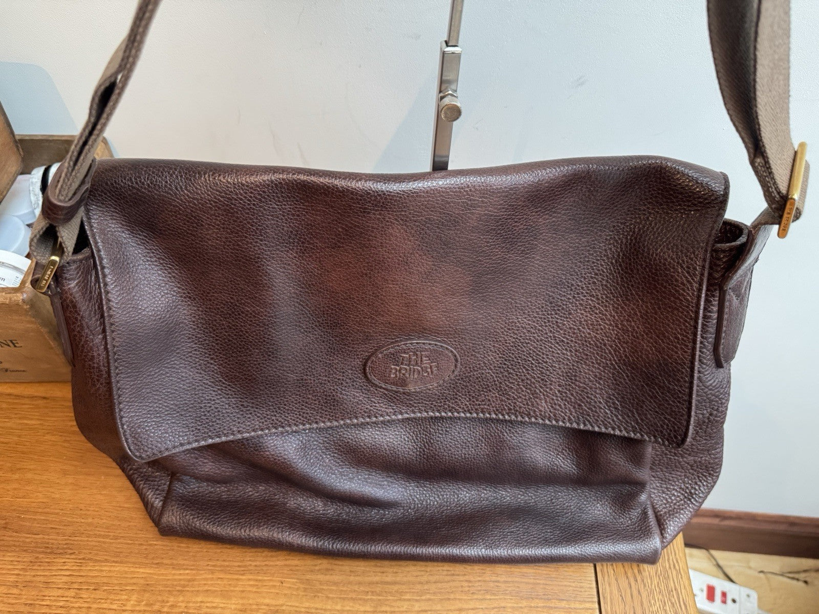 Vintage Genuine The Bridge Brown Leather Bag with Crossbody Shoulder Strap VGC