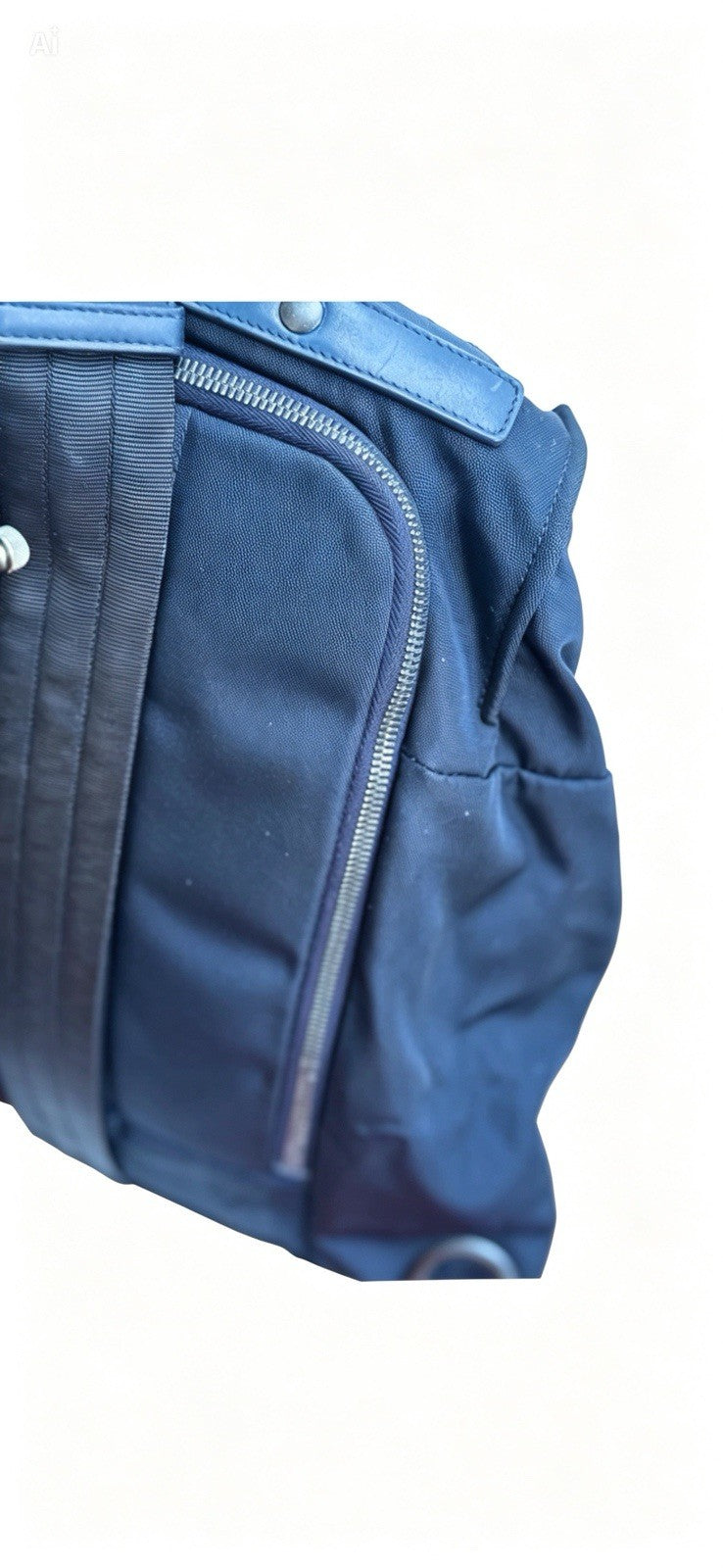 VGC Bottega Veneta Leather and Canvas Blue Backpack Bag