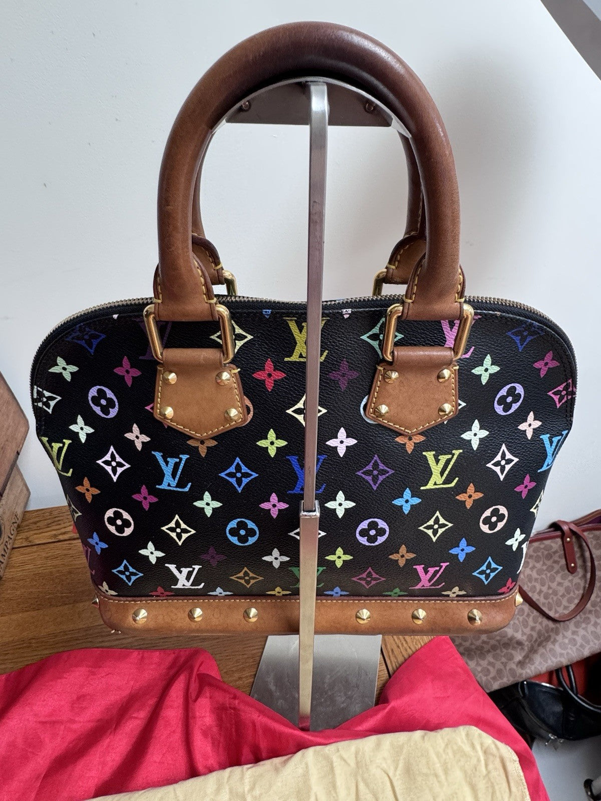 Louis Vuitton x Takashi Murakami Multicolor Alma PM Noir Limited Edition Bag