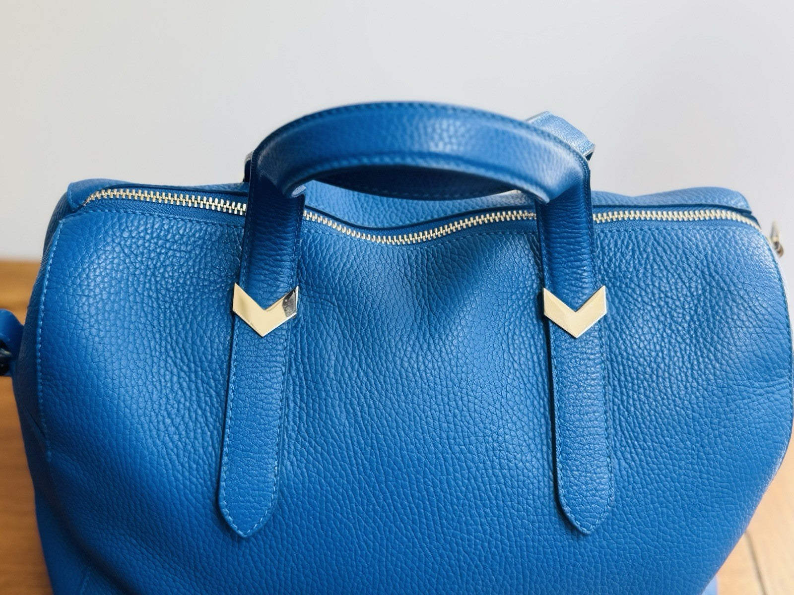 Versace vintage Collection Hand Bag Tote Bag 2way Leather Blue Authentic