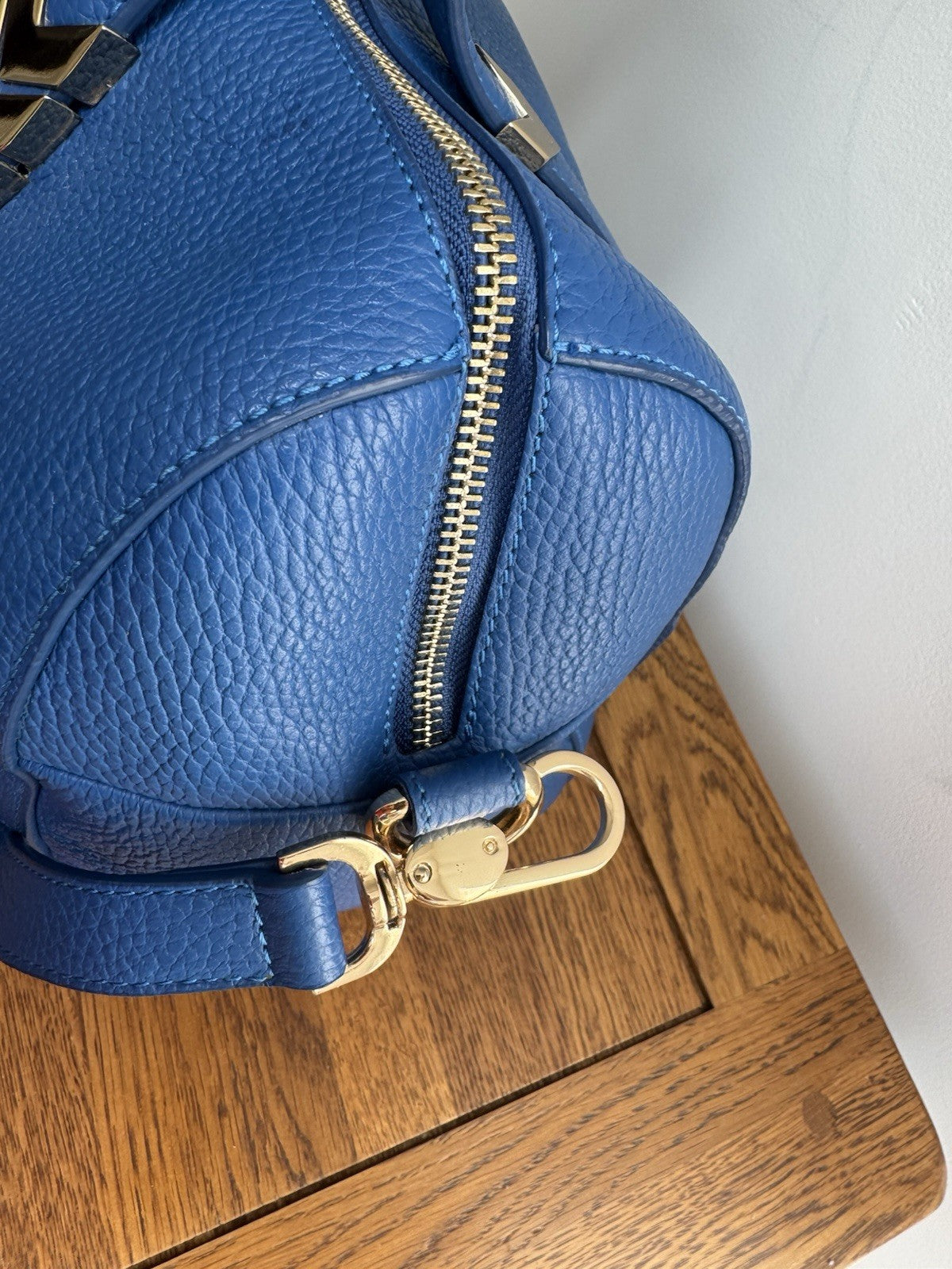 Versace vintage Collection Hand Bag Tote Bag 2way Leather Blue Authentic