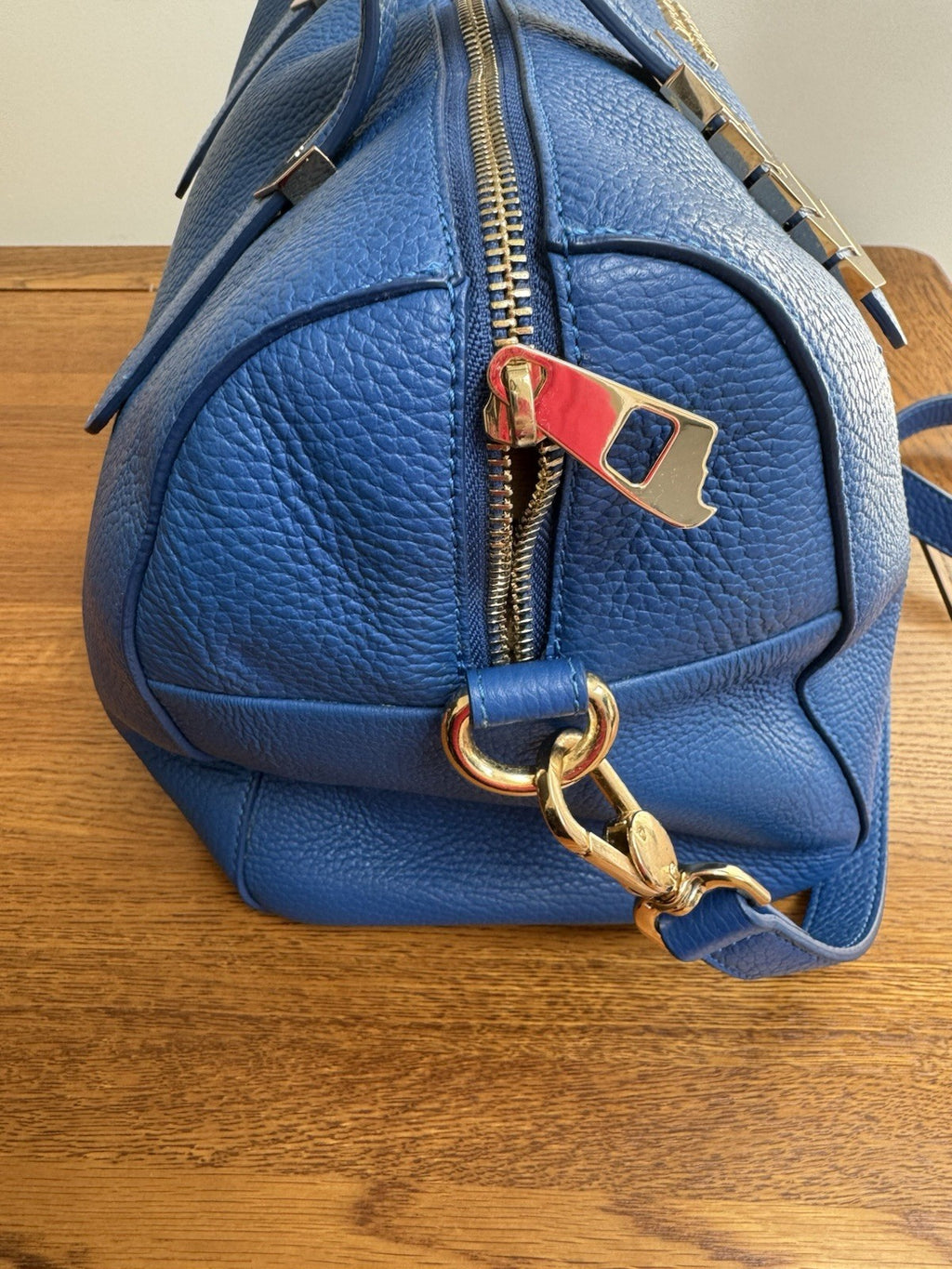 Versace vintage Collection Hand Bag Tote Bag 2way Leather Blue Authentic