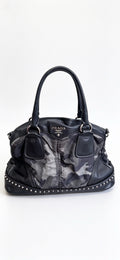 PRADA Vintage Fall 2010 Camouflage Tessuto Nylon Studded Bowler Bag (BL0688)