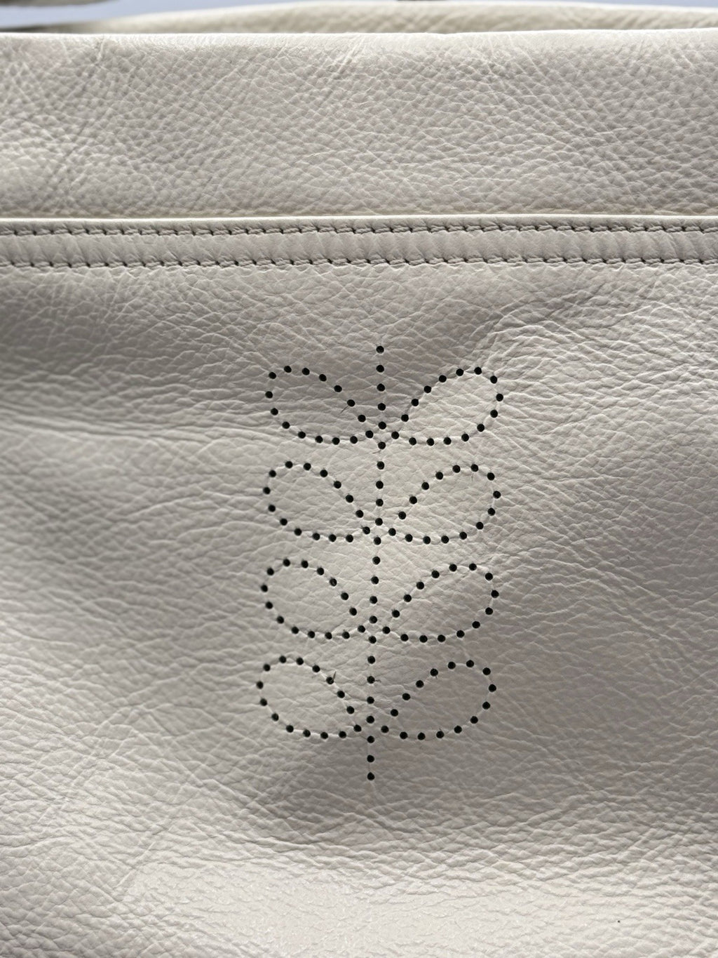 Orla Kiely Cream Leather Shoulder Crossbody Bag with Punched Out Stem Design