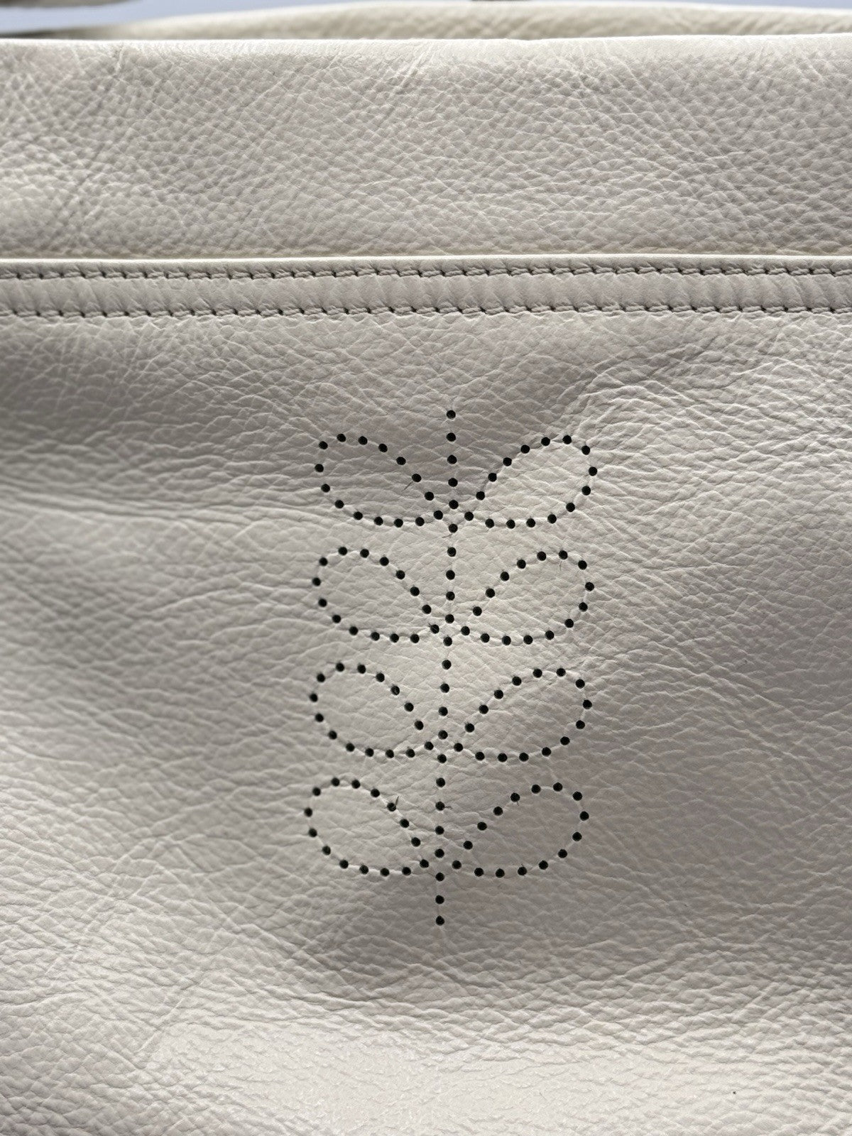 Orla Kiely Cream Leather Shoulder Crossbody Bag with Punched Out Stem Design