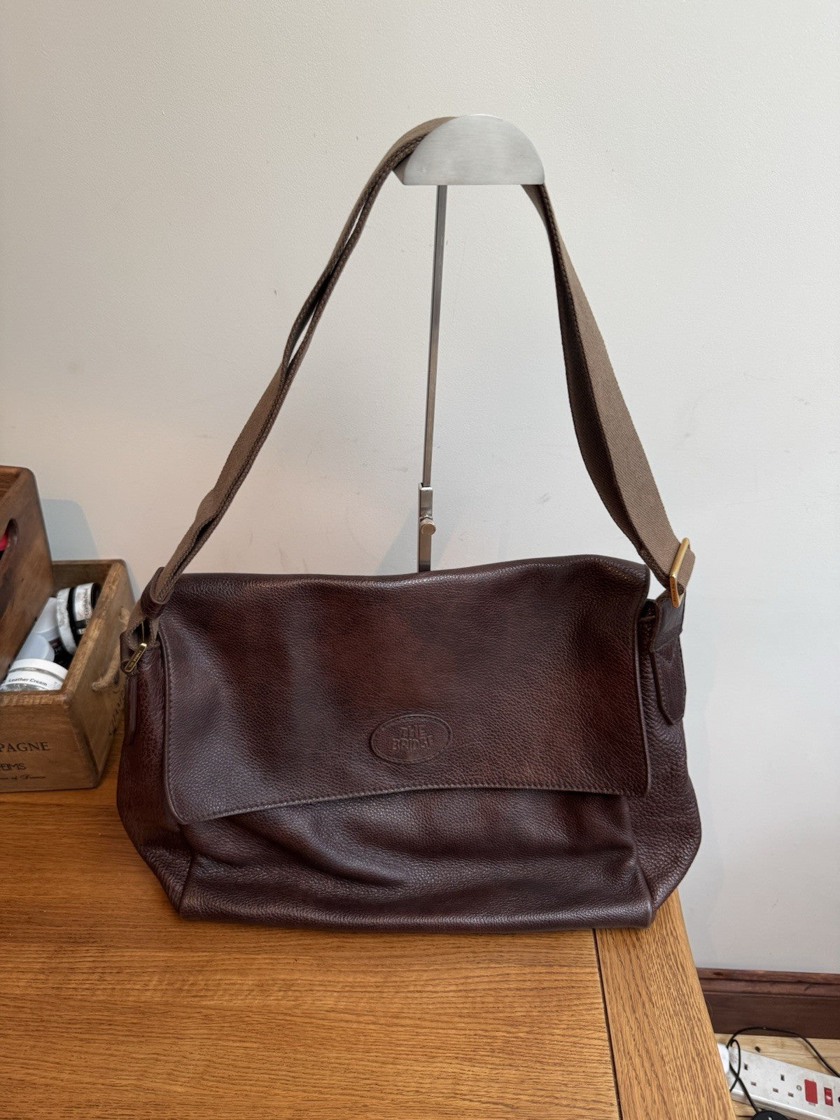 Vintage Genuine The Bridge Brown Leather Bag with Crossbody Shoulder Strap VGC