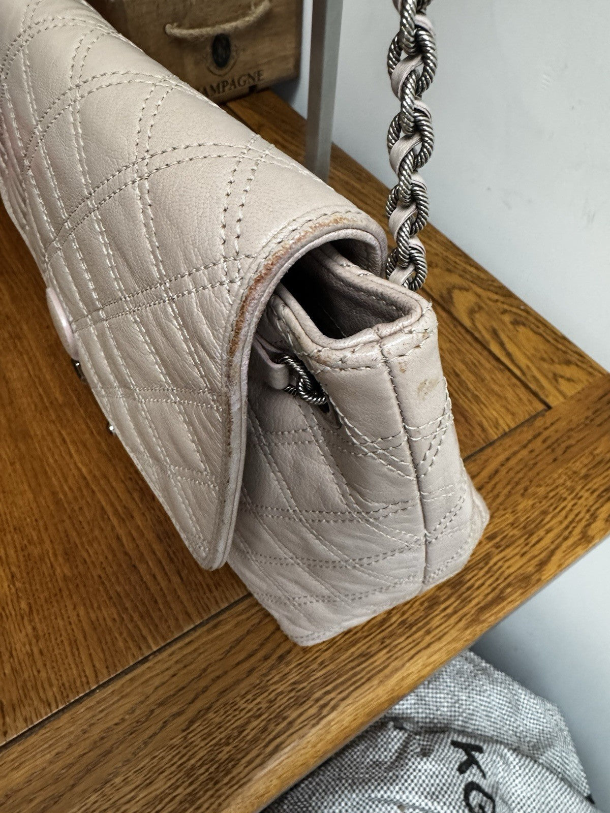 Genuine Marc Jacob’s Quilted Off Pink Leather Shoulder Bag Excellent Condition