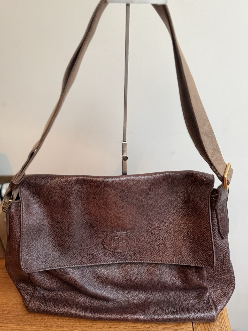 Vintage Genuine The Bridge Brown Leather Bag with Crossbody Shoulder Strap VGC