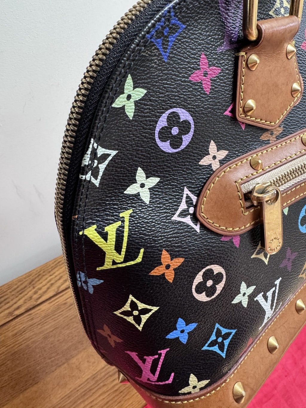 Louis Vuitton x Takashi Murakami Multicolor Alma PM Noir Limited Edition Bag
