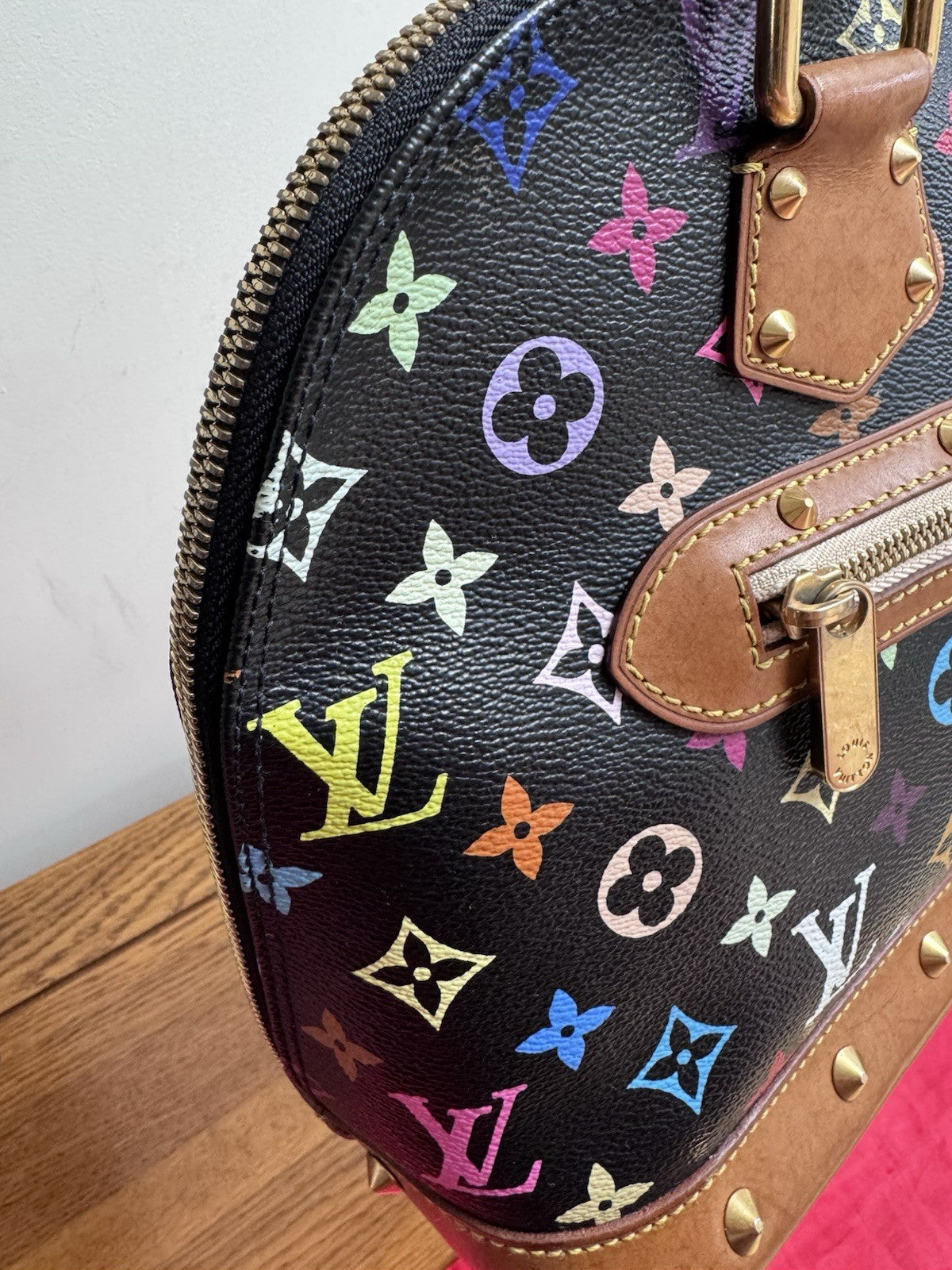 Louis Vuitton x Takashi Murakami Multicolor Alma PM Noir Limited Edition Bag