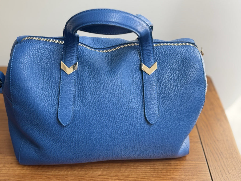 Versace vintage Collection Hand Bag Tote Bag 2way Leather Blue Authentic
