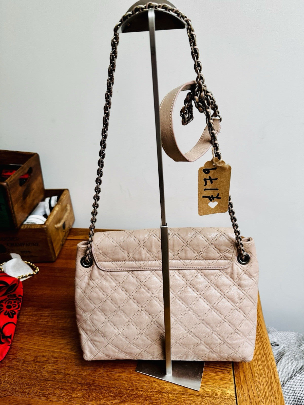 Genuine Marc Jacob’s Quilted Off Pink Leather Shoulder Bag Excellent Condition