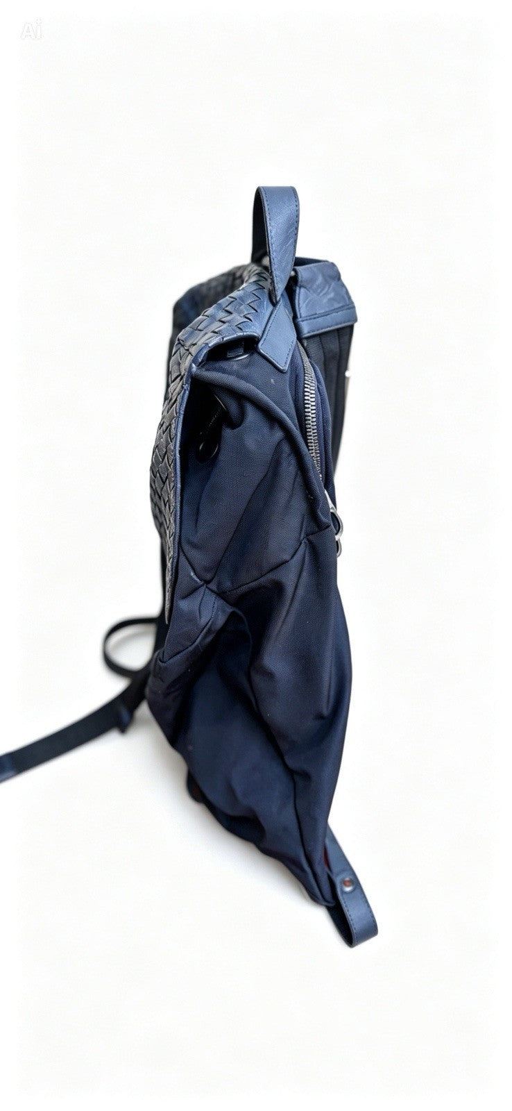 VGC Bottega Veneta Leather and Canvas Blue Backpack Bag