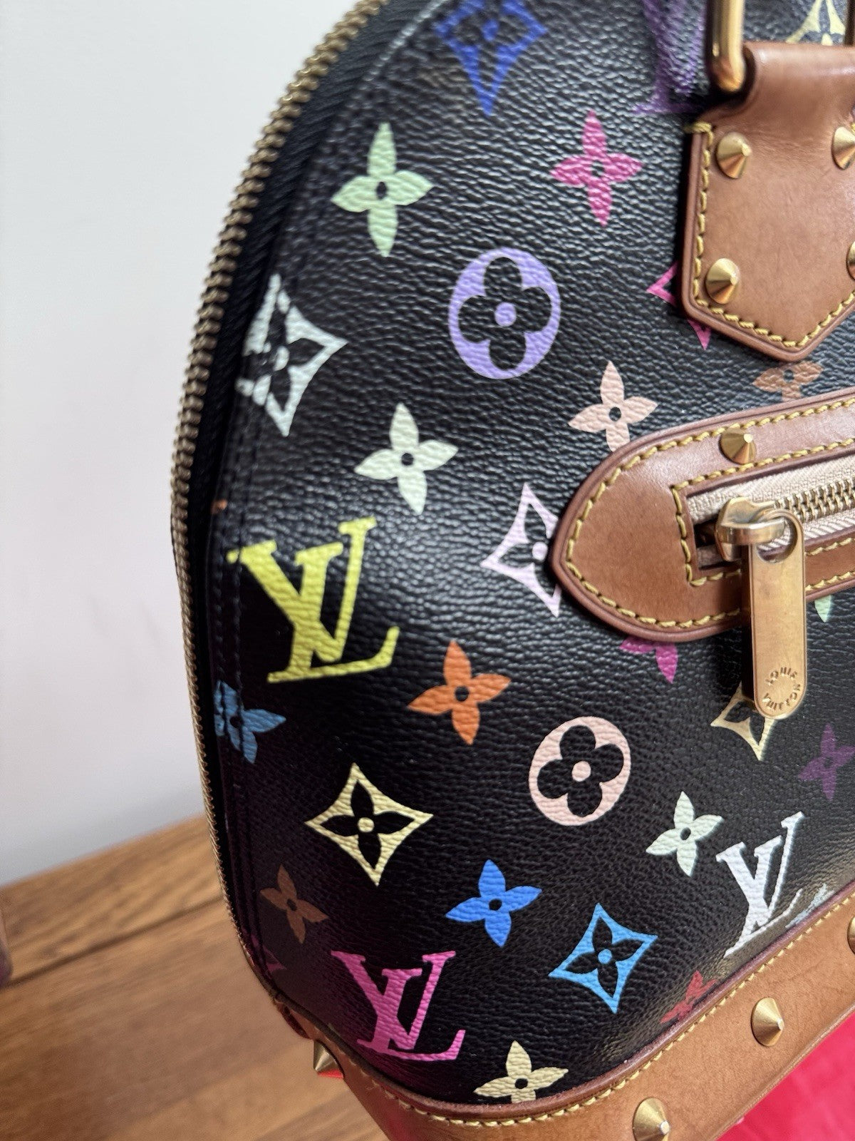 Louis Vuitton x Takashi Murakami Multicolor Alma PM Noir Limited Edition Bag