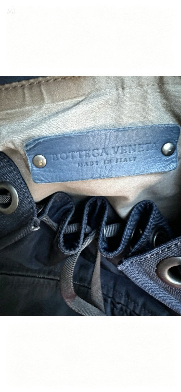 VGC Bottega Veneta Leather and Canvas Blue Backpack Bag