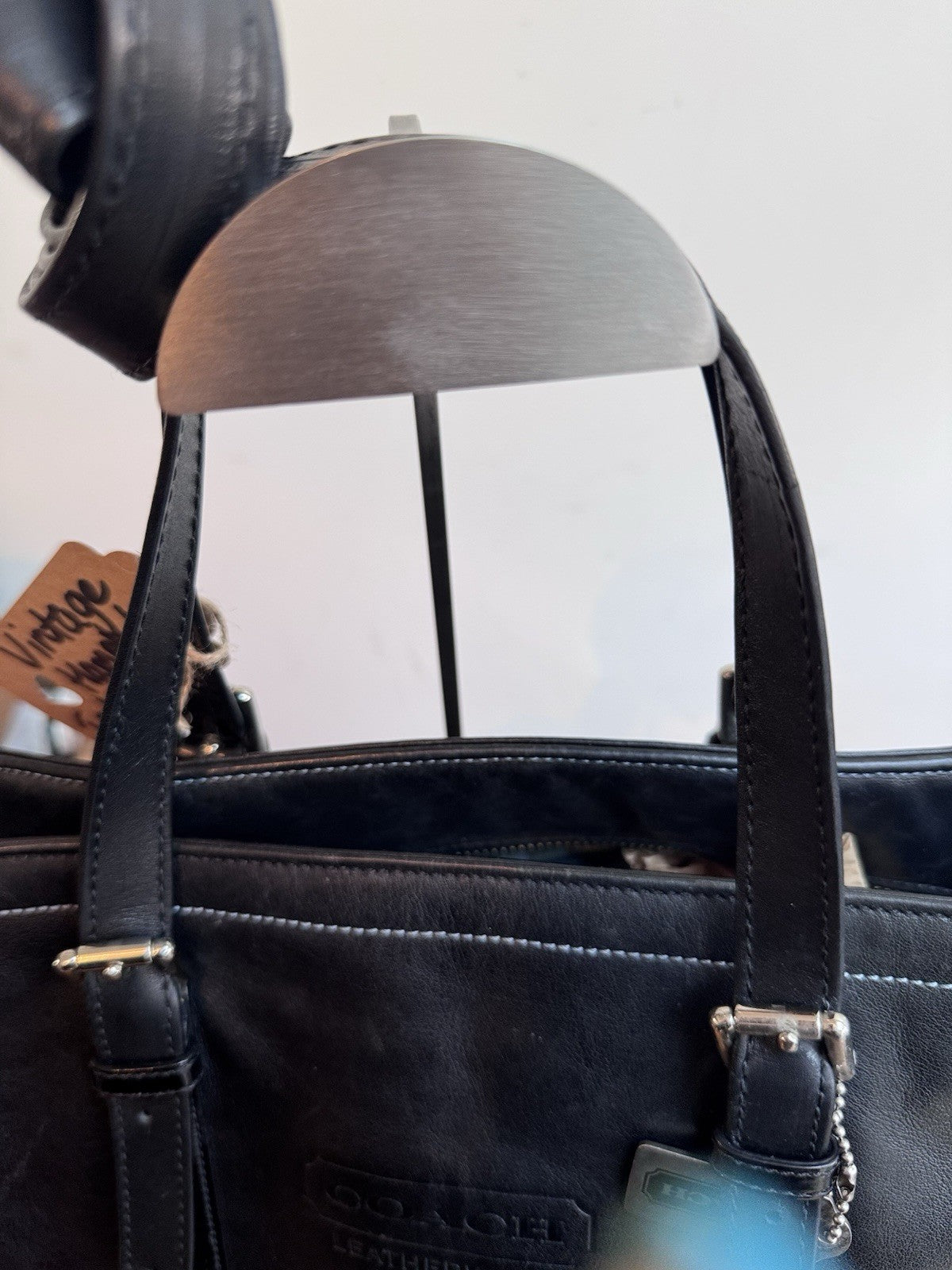 Genuine Vintage Coach Hampton Handbag Black Leather Shoulder Bag