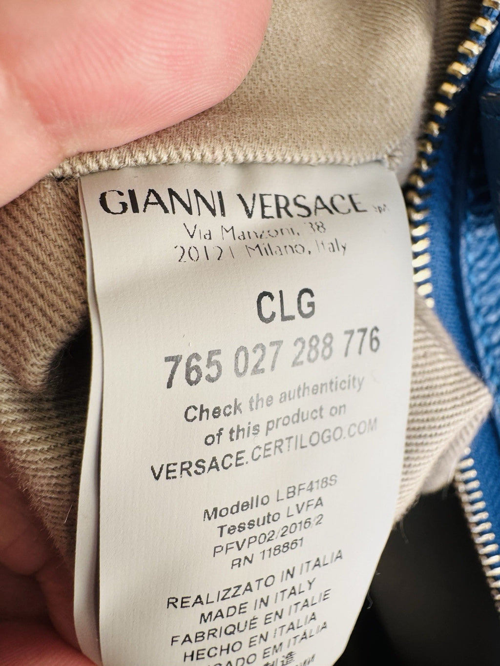Versace vintage Collection Hand Bag Tote Bag 2way Leather Blue Authentic
