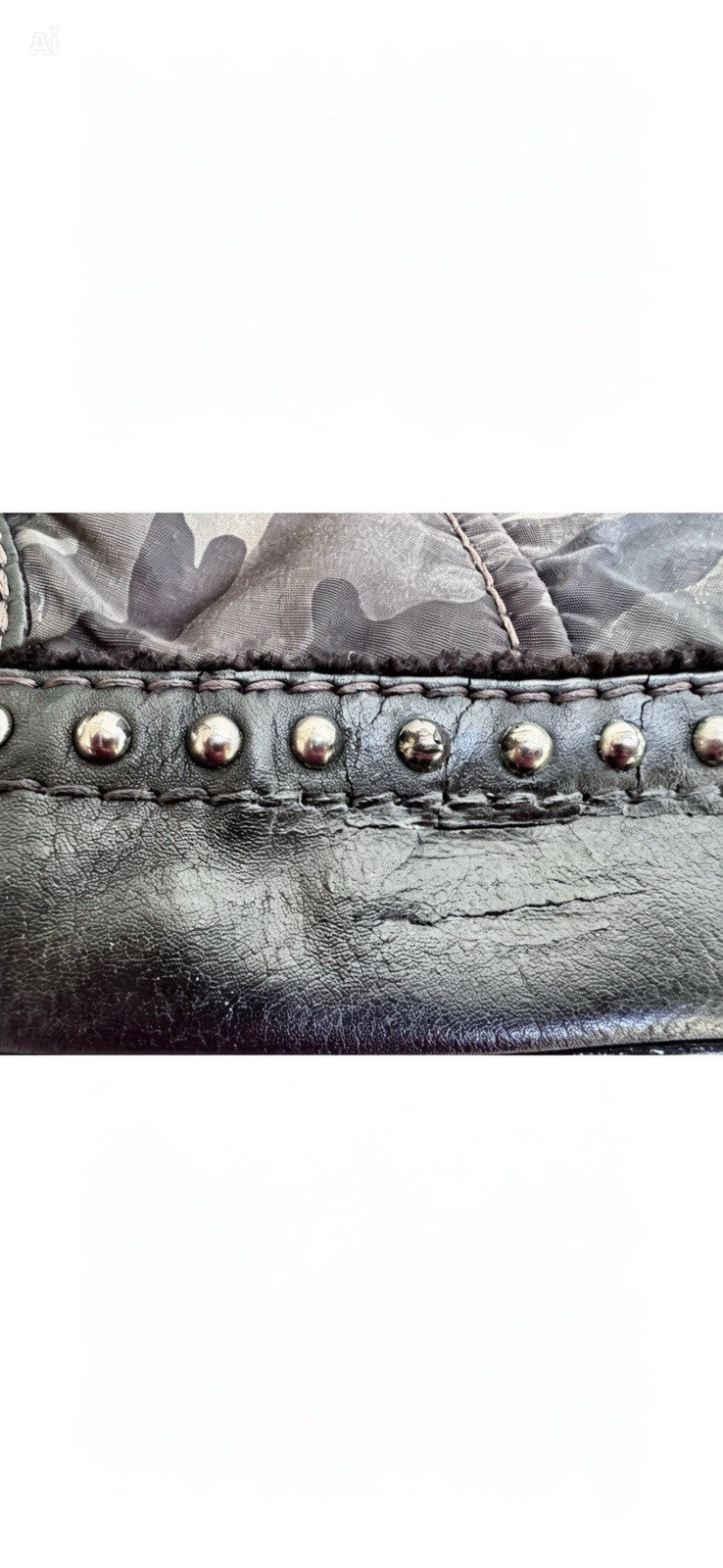 PRADA Vintage Fall 2010 Camouflage Tessuto Nylon Studded Bowler Bag (BL0688)